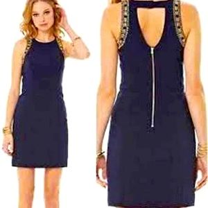 Lilly Pulitzer Navy Dress with Gold Beads